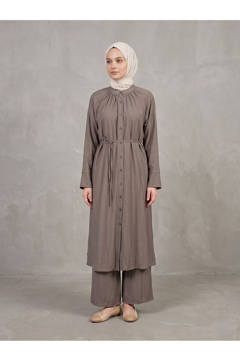 Hakim Yaka Uzun Pantolonlu Takım-Duman