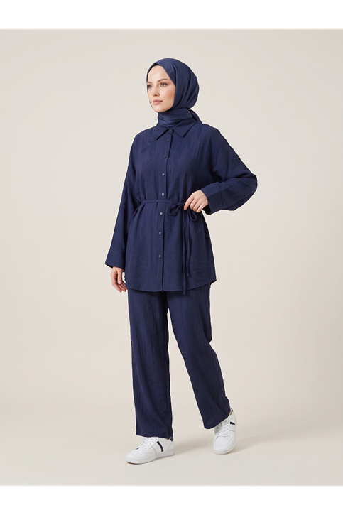 Takma Manşet Pantolonlu Takım-Lacivert