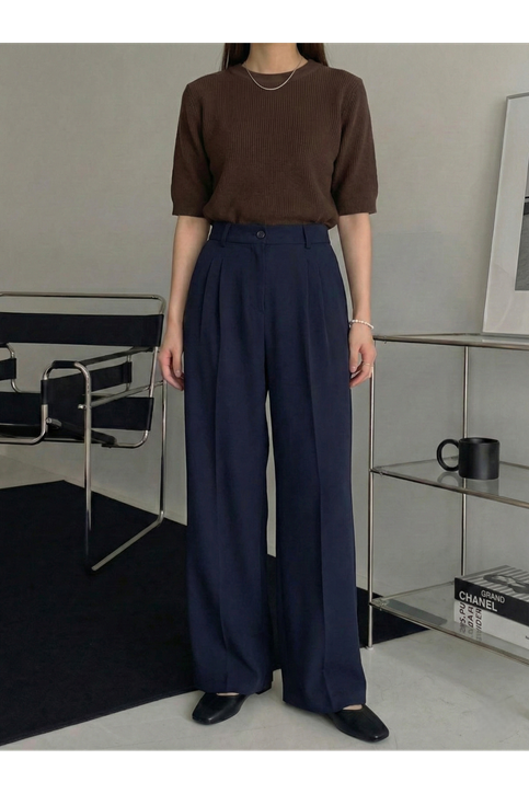 Ön Pile  Detay Palazzo Pantolon-Lacivert