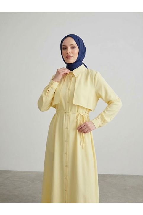 Aller Detay Patlı Elbise-Sarı