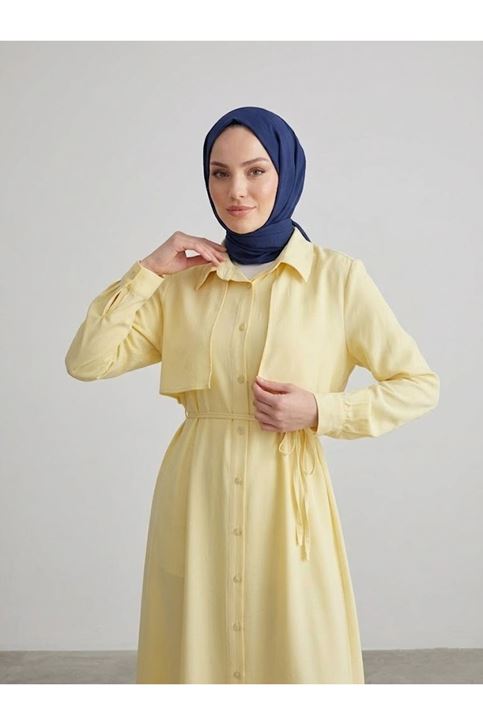 Aller Detay Patlı Elbise-Sarı