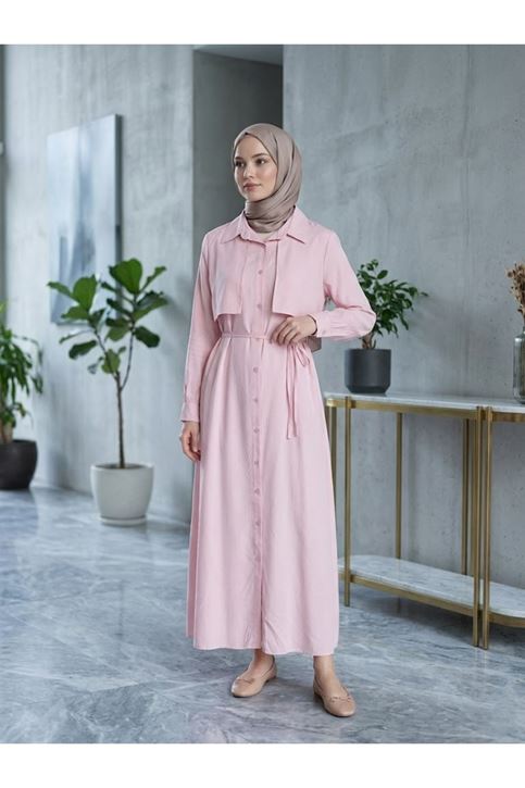 Aller Detay Patlı Elbise-Pembe