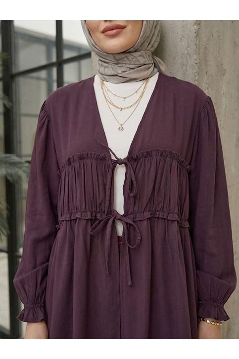 Büzgülü Bağlamalı Pantolonlu Takım-Bordo