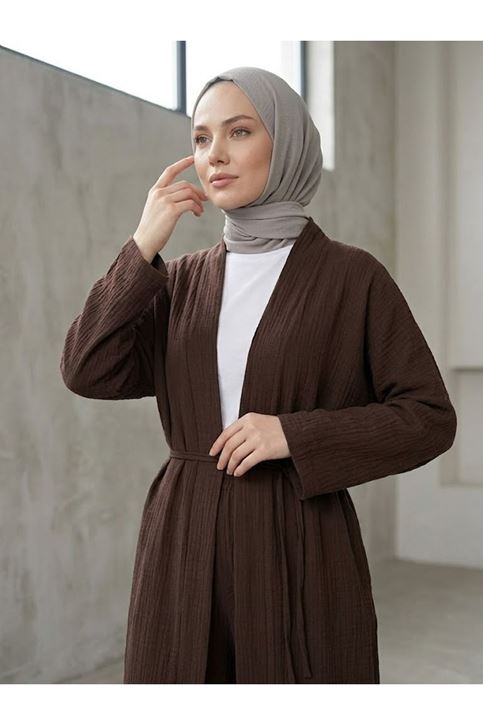 Uzun Hırka Pantolonlu Takım-Kahve
