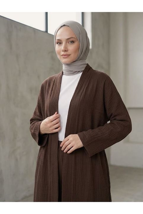 Uzun Hırka Pantolonlu Takım-Kahve