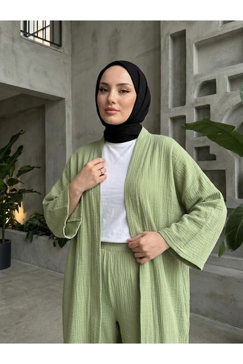 Uzun Hırka Pantolonlu Takım-Mint
