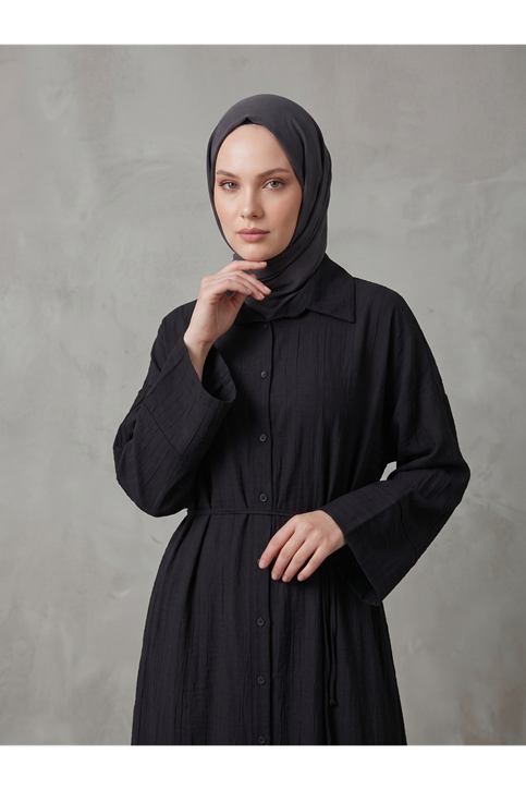 Pat Detay Elbise-Siyah