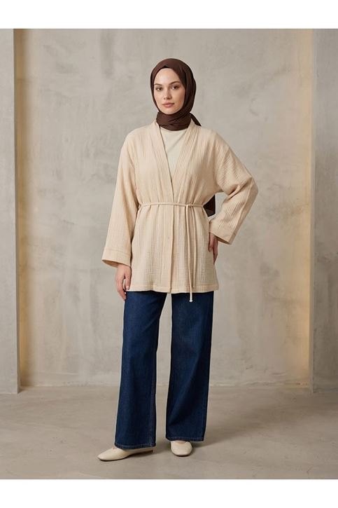 Müslin Kimono-Bej