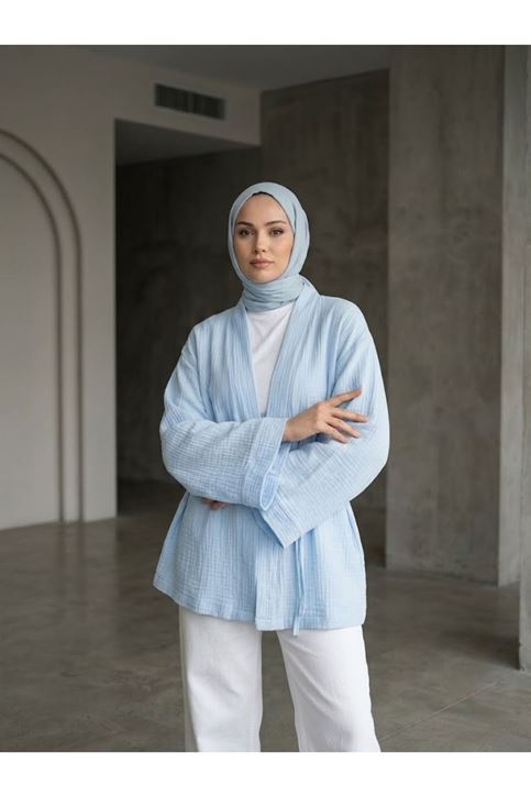 Müslin Kimono-Mavi