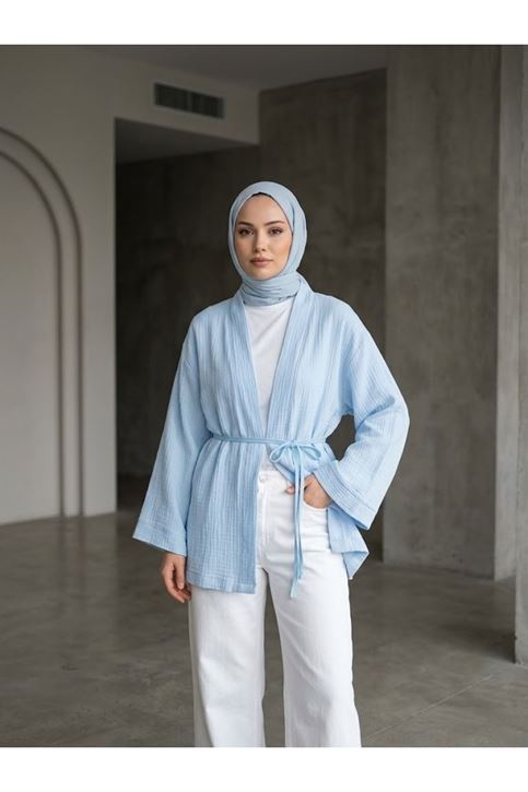 Müslin Kimono-Mavi