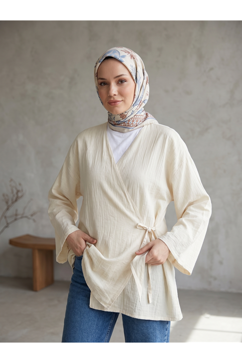 Yan Bağlamalı Çilek Tunik-Taş