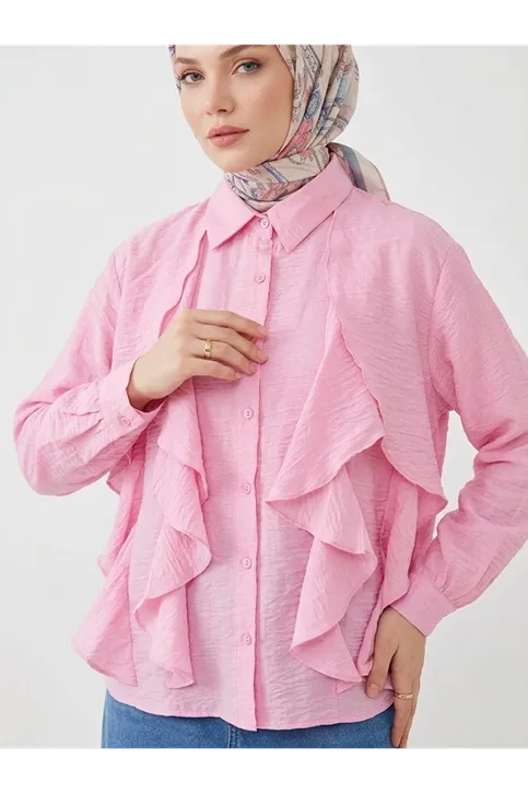 Fırfır Detay Tunik-Pembe