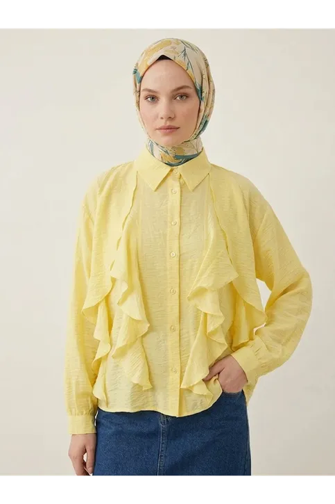 Fırfır Detay Tunik-Sarı