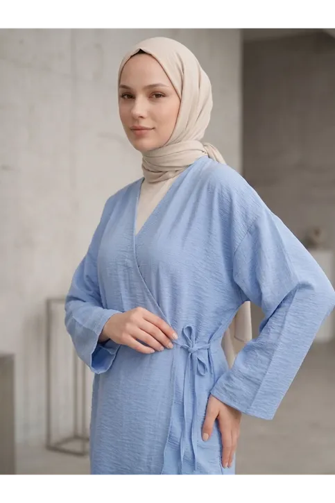 Yan Bağlamalı Çilek Tunik-Mavi
