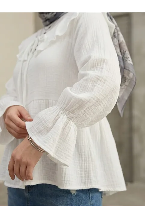 Yaka Bağlamalı Tunik-Ekru