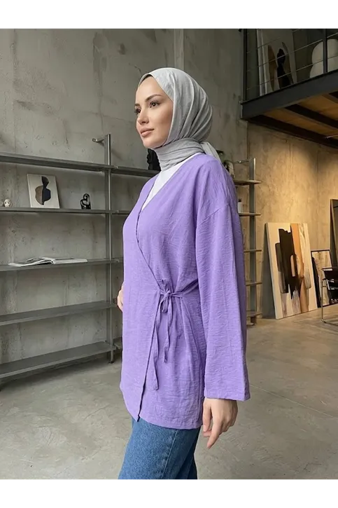 Yan Bağlamalı Çilek Tunik-Lila