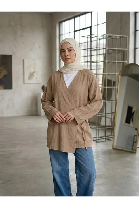 Yan Bağlamalı Çilek Tunik-Vizon
