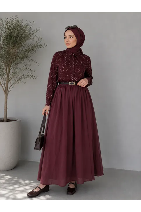 Astarlı Vual Etek-Bordo