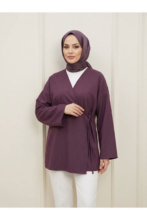 Yan Bağlamalı Kot Tunik-Bordo