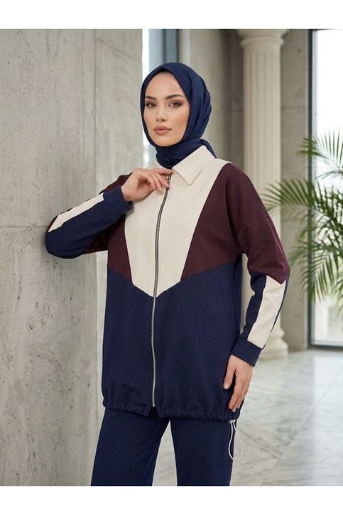 Garni Detay Fermuarlı Pantolonlu Takım-Krem