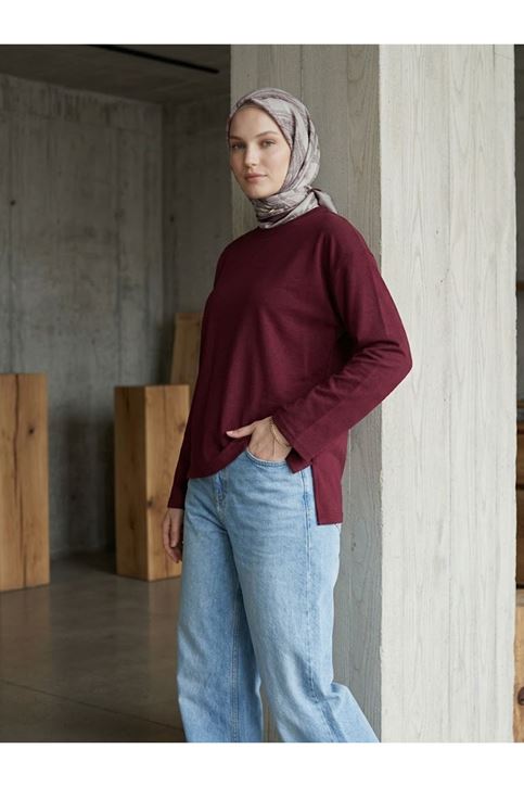 Yırtmaçlı Oysho Tunik-Bordo