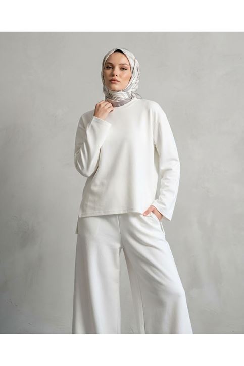 Yırtmaçlı Oysho Tunik-Ekru