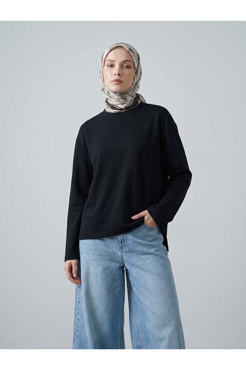Yırtmaçlı Oysho Tunik-Siyah