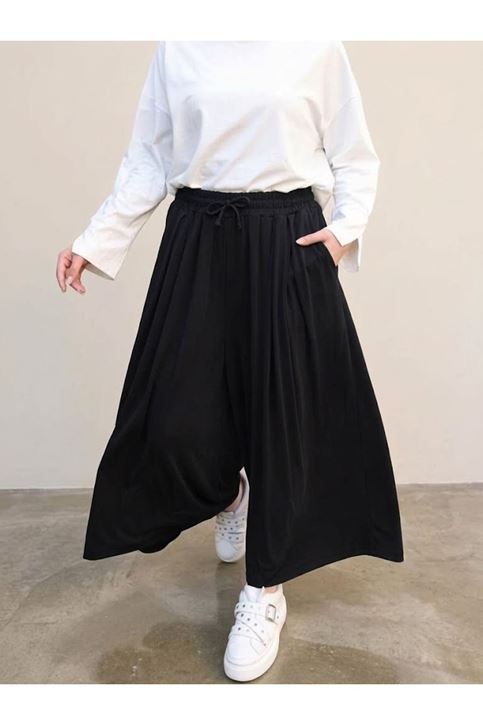 Pileli Oysh Pantolon-Siyah