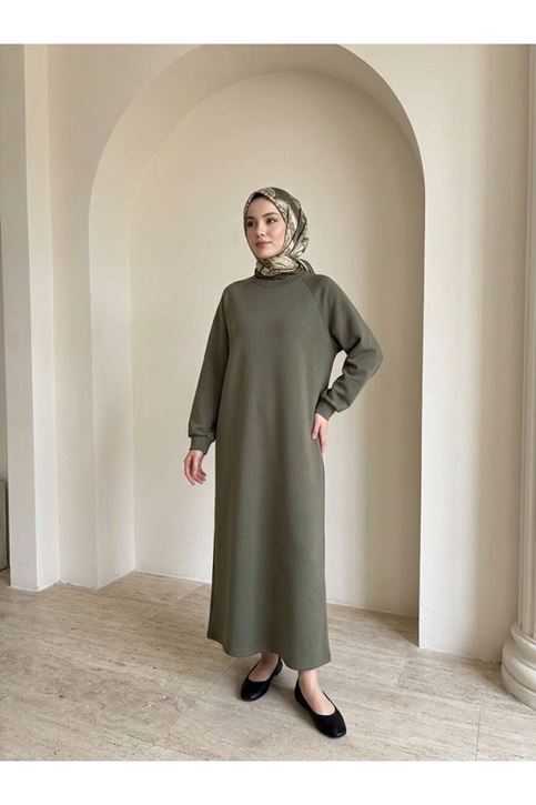 Reglan Kol Oysh Elbise-Haki