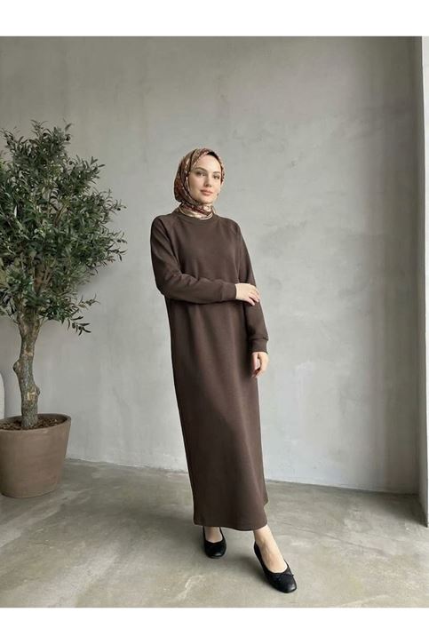 Reglan Kol Oysh Elbise-Kahve
