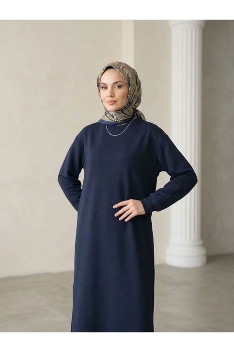 Manşet Detay Oysh Elbise-Lacivert