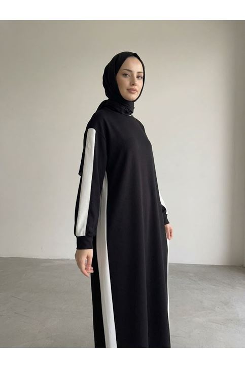 Garnili Oysh Elbise-Siyah