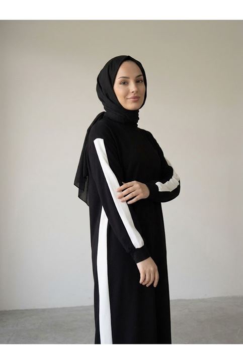 Garnili Oysh Elbise-Siyah