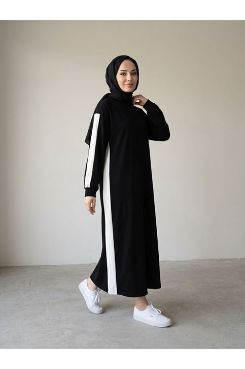 Garnili Oysh Elbise-Siyah