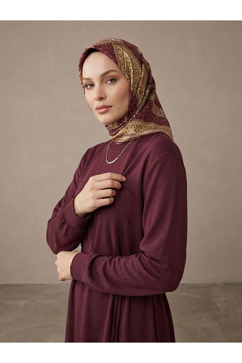 Manşet Detay Pike Elbise-Bordo