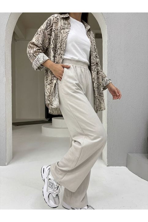 Cepli Yıkamalı Pantolon-Taş