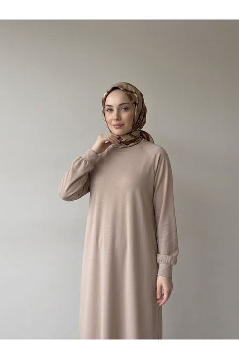 Reglan Kol Pike Elbise-Bej