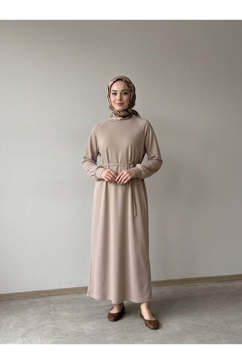 Reglan Kol Pike Elbise-Bej