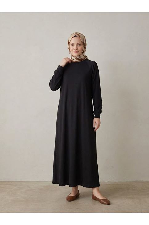 Reglan Kol Pike Elbise-Siyah