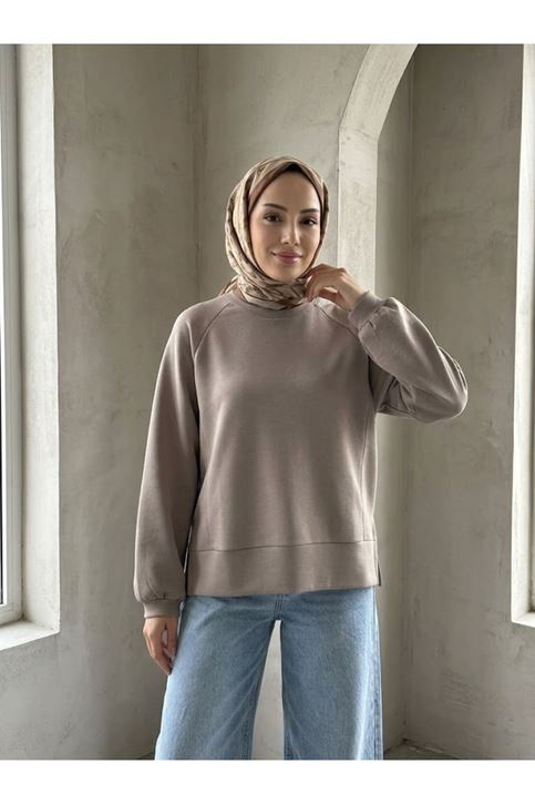 Parçalı Oysh Tunik-Bej