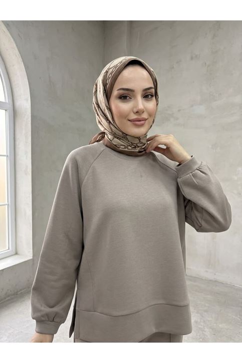 Parçalı Oysh Tunik-Bej