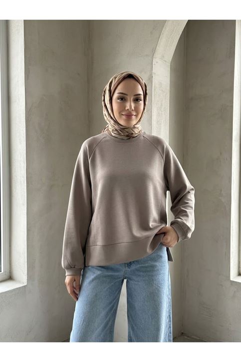 Parçalı Oysh Tunik-Bej