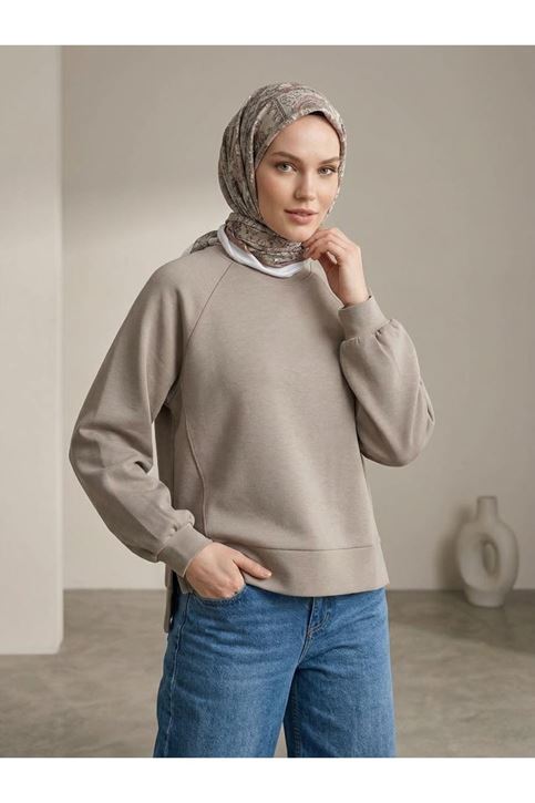 Parçalı Oysh Tunik-Bej