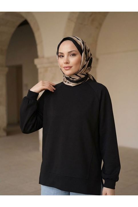 Parçalı Oysh Tunik-Siyah