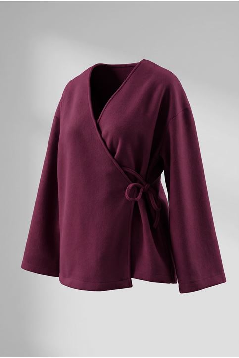 Yan Bağlamalı Kaşe Ceket-Bordo