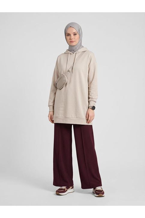Çımalı Pike Pantolon-Bordo