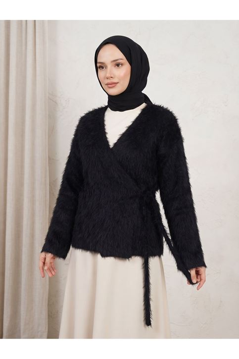 Yan Bağlamalı Pawek Ceket-Siyah