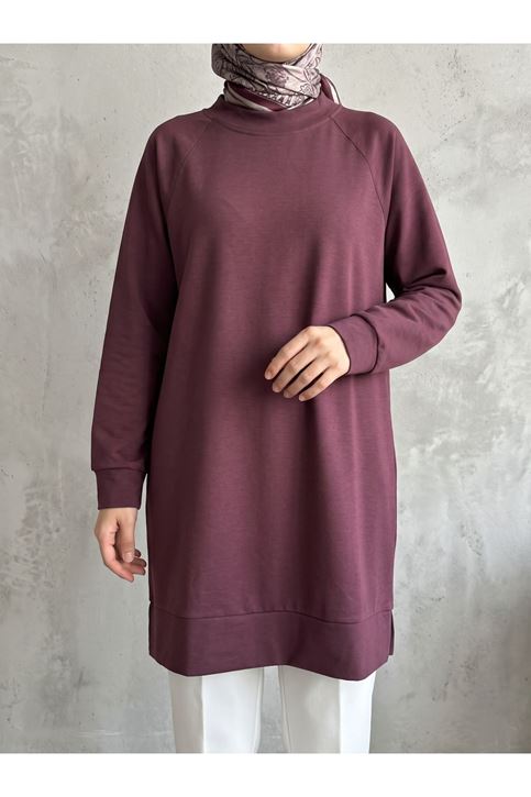Reglan Kol Manşetli Pike Tunik-Bordo