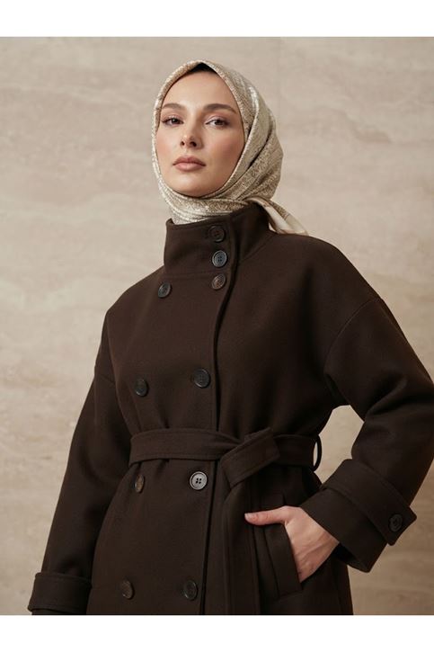 Apoletli Kaşe Ceket-Kahve
