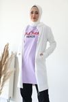 Heros Baskı Detay T-shırt-Lila
